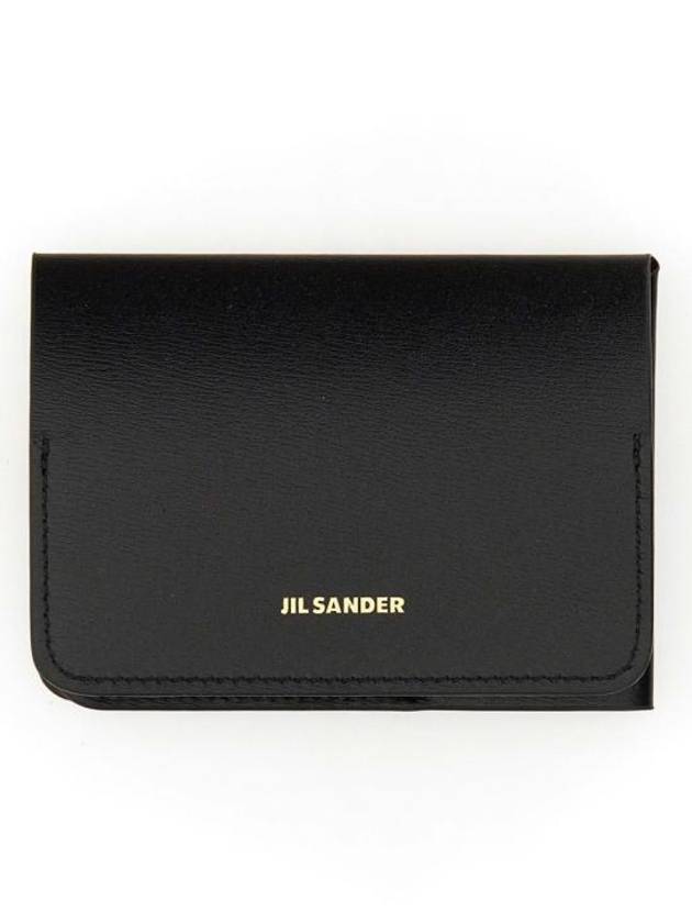 Nappa Leather Logo Folded Card Wallet Black - JIL SANDER - BALAAN 2