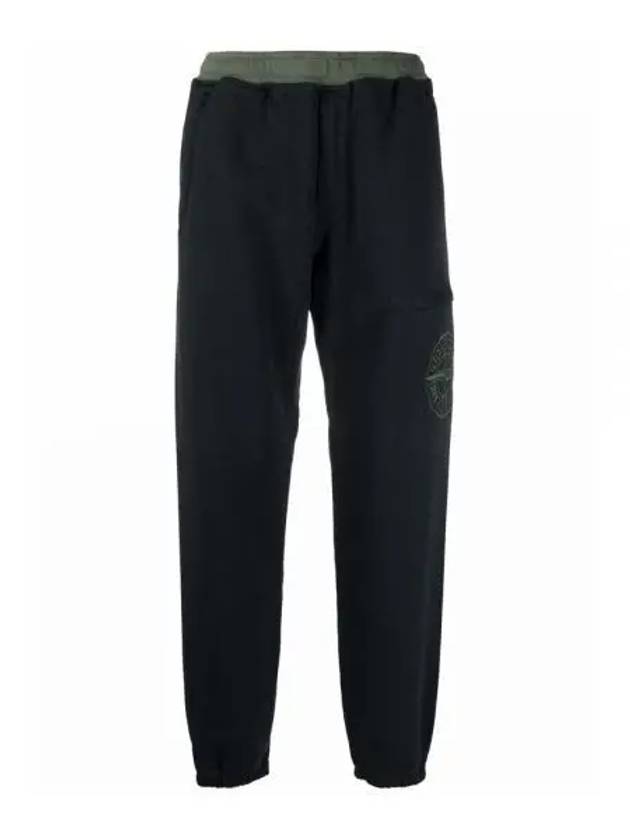 Embroidered Logo Sweat Jogger Track Pants Black Dark Green - STONE ISLAND - BALAAN 2