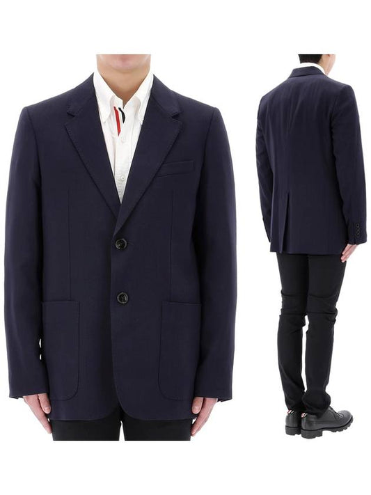 Tailored Single Breasted Blazer Jacket Navy - AMI - BALAAN 2