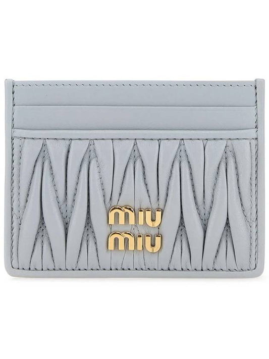 Logo Matelasse Leather Card Wallet Powder Blue - MIU MIU - BALAAN 2