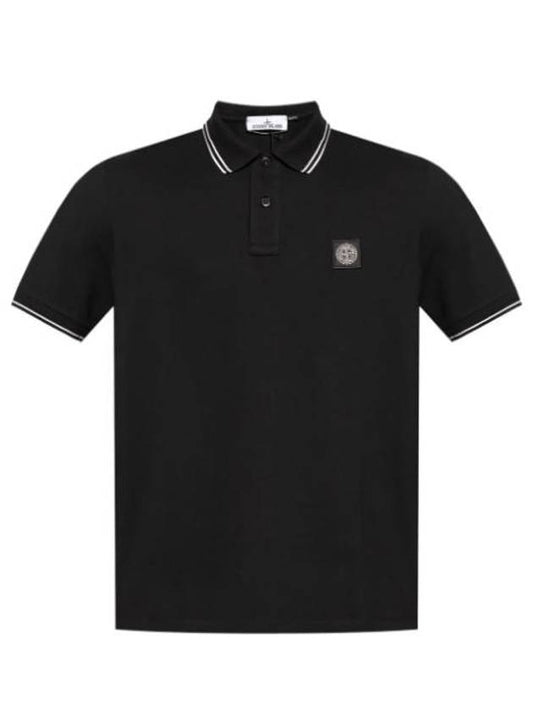 Logo Patch Polo Shirt Black - STONE ISLAND - BALAAN 1