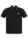 Logo Patch Polo Shirt Black - STONE ISLAND - BALAAN 1