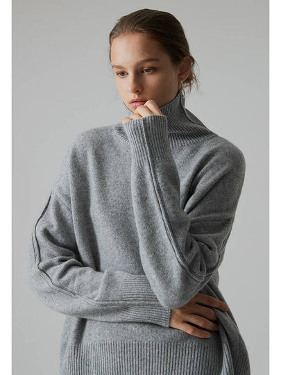 Wool Straight Line Turtleneck Grey - LETTUCE - BALAAN 2