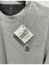 Embroided Logo Crewneck Cotton Short Sleeve T-Shirt Grey - BRUNELLO CUCINELLI - BALAAN 6