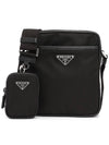 Triangle Logo Re-Nylon Saffiano Leather Cross Bag Black - PRADA - BALAAN 2