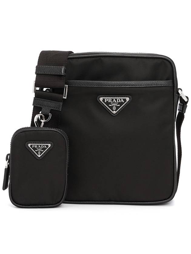 Triangle Logo Re-Nylon Saffiano Leather Cross Bag Black - PRADA - BALAAN 2