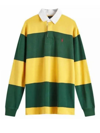 Stripe Classic Fit Long Sleeve PK Shirt Green Yellow - POLO RALPH LAUREN - BALAAN 2