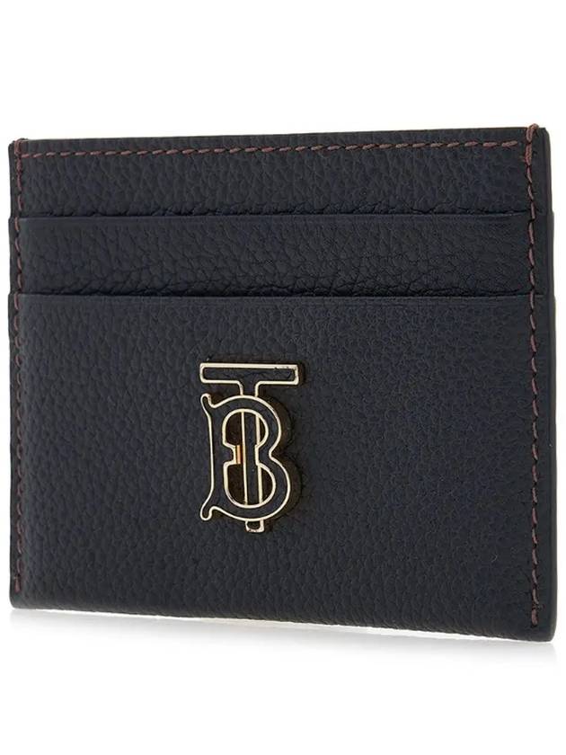 Grainy TB Logo Calfskin Card Wallet Black - BURBERRY - BALAAN 3