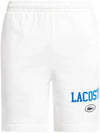 Men's Logo Print Organic Cotton Shorts White - LACOSTE - BALAAN 1