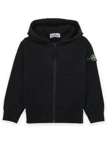 Stone Kids Waffen Patch Cotton Hood Zip up Black 801660740 V0029 10 12A 270530 1101065 - STONE ISLAND - BALAAN 1