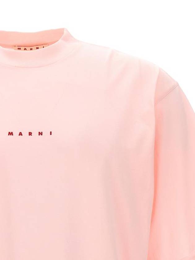 Logo Organic Cotton Short Sleeve T-Shirt Pink Candy - MARNI - BALAAN 4