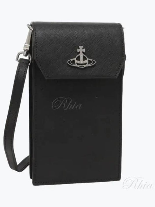 Fake Leather ORB Logo Strap Phone Pouch Black - VIVIENNE WESTWOOD - BALAAN 2