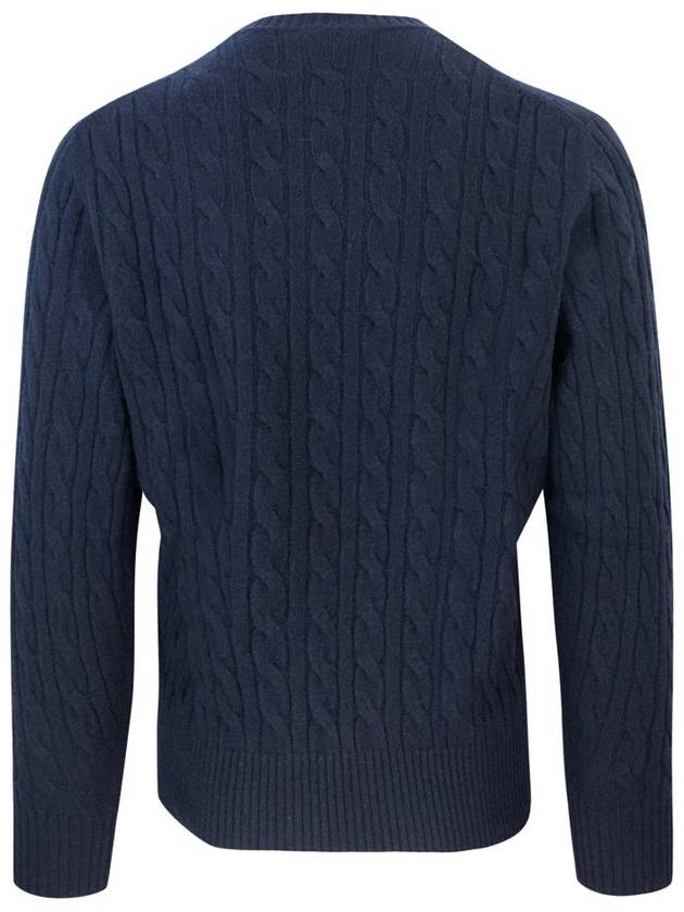 Cable Carded Wool Crew Neck Knit Top Blue - LACOSTE - BALAAN 3