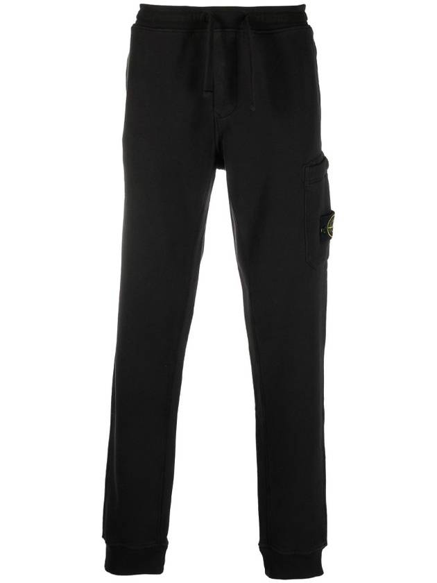 Waffen Patch Cotton Fleece Track Pants Black - STONE ISLAND - BALAAN 2