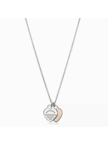 Mini Double Heart Tag Pendant Rose Gold Silver - TIFFANY & CO. - BALAAN 1