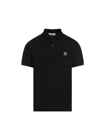 Pique Stretch Cotton Short Sleeve Polo Shirt Black - STONE ISLAND - BALAAN 2