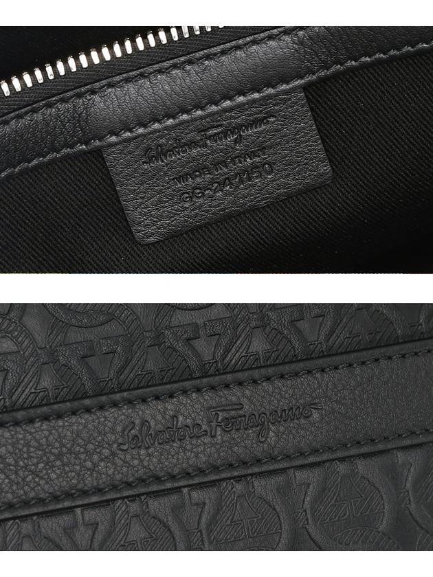 Embossed Calfskin Gancini Brief Case Black - SALVATORE FERRAGAMO - BALAAN 6