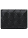 Tiny Tri-Fold Zipper Half Wallet Black - BOTTEGA VENETA - BALAAN 2