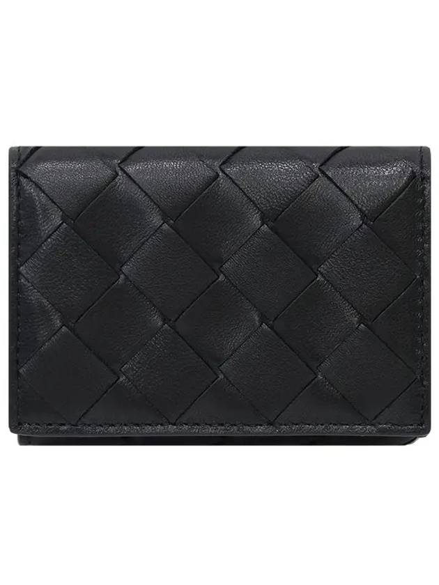 Tiny Tri-Fold Zipper Half Wallet Black - BOTTEGA VENETA - BALAAN 2