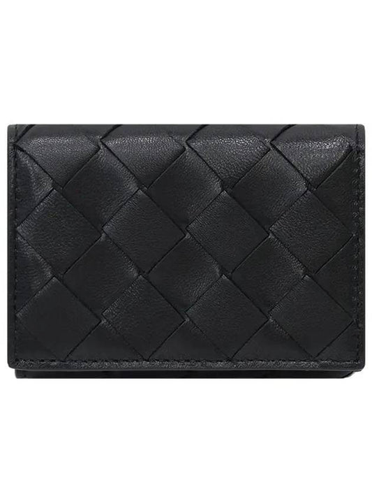 Tiny Tri-Fold Zipper Half Wallet Black - BOTTEGA VENETA - BALAAN 2