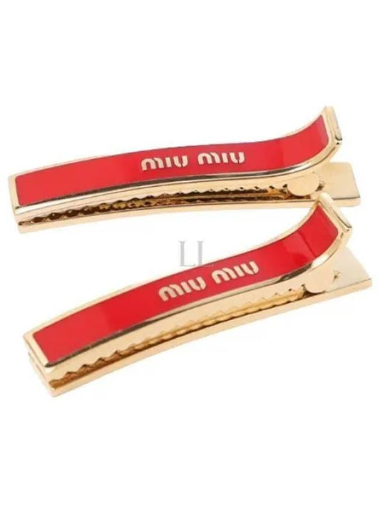 Engraved Logo Hair Pin Set Red - MIU MIU - BALAAN 2