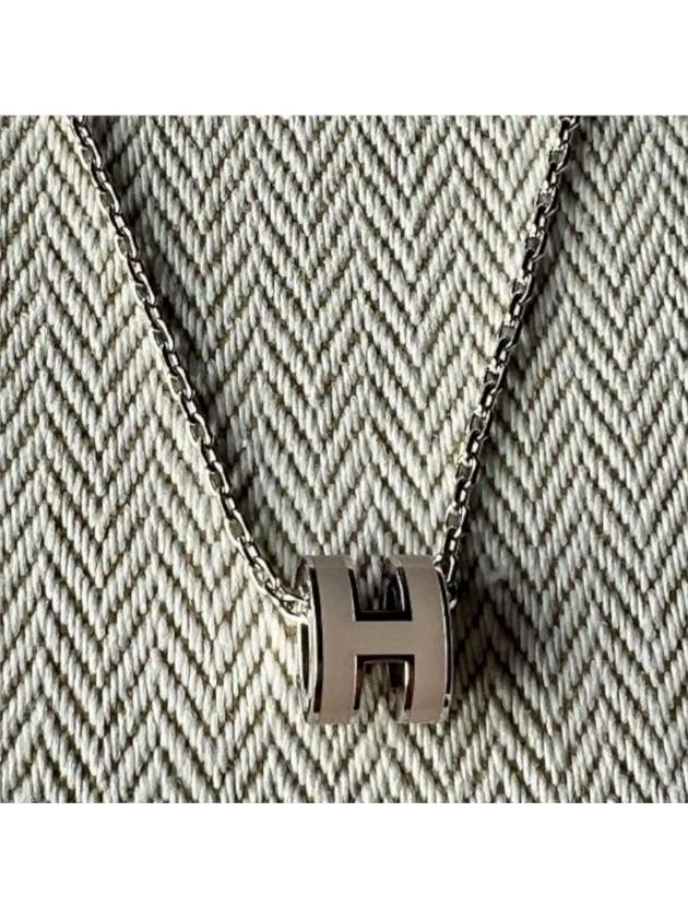 Mini Pop H Pendant Palladium & Marron Glace - HERMES - BALAAN 3