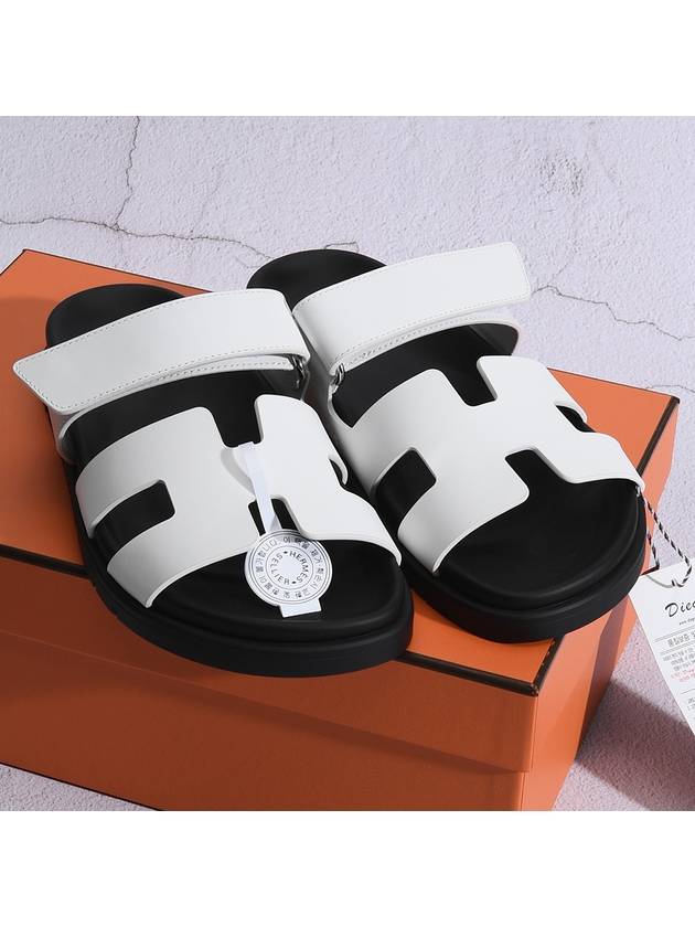 Chypre Calfskin Sandals Blanc - HERMES - BALAAN 5