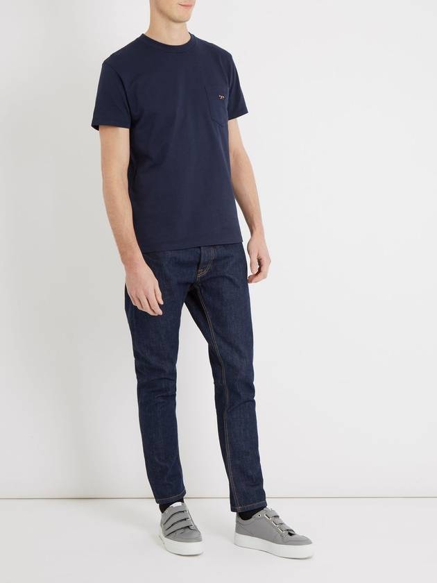 Fox Applique Patch Pocket Cotton Short Sleeve T-Shirt Navy - MAISON KITSUNE - BALAAN 3