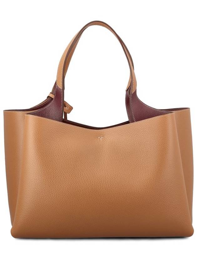 Logo Leather Medium Tote Bag Brown - TOD'S - BALAAN 3