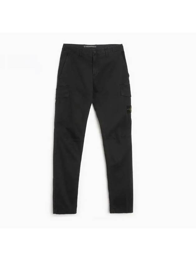 Stretch Broken Twill Garment Dyed Old Effect Cargo Straight Pants Black - STONE ISLAND - BALAAN 3