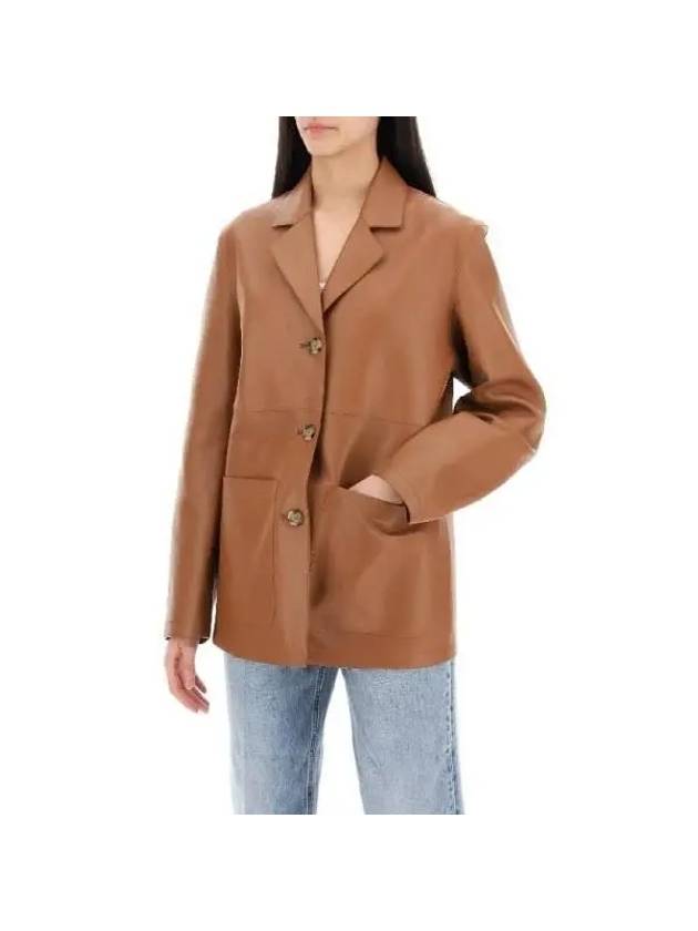 Toteme Women s Jacket Blazer Brown Leather Single 242 WRZ1765 LE0056 105T - TOTEME - BALAAN 4