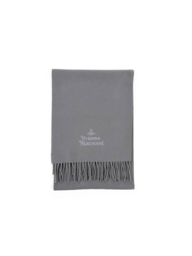 Logo Wool Fringe Muffler Grey - VIVIENNE WESTWOOD - BALAAN 2