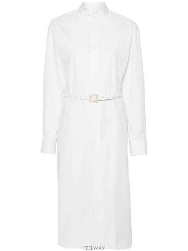 Cotton Poplin Midi Dress White - FENDI - BALAAN 6