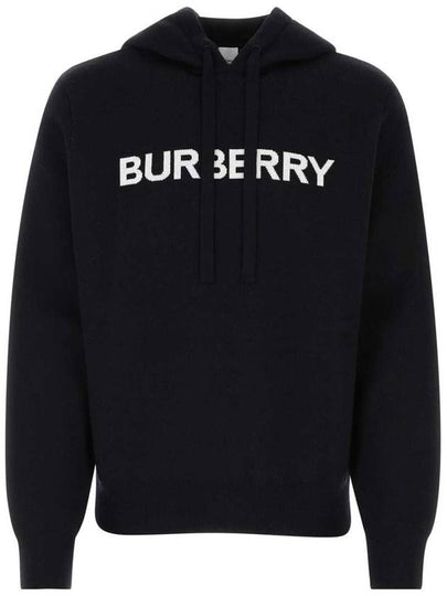 Men's Logo Intarsia Wool Cotton Hooded Cole Blue - BURBERRY - BALAAN 2