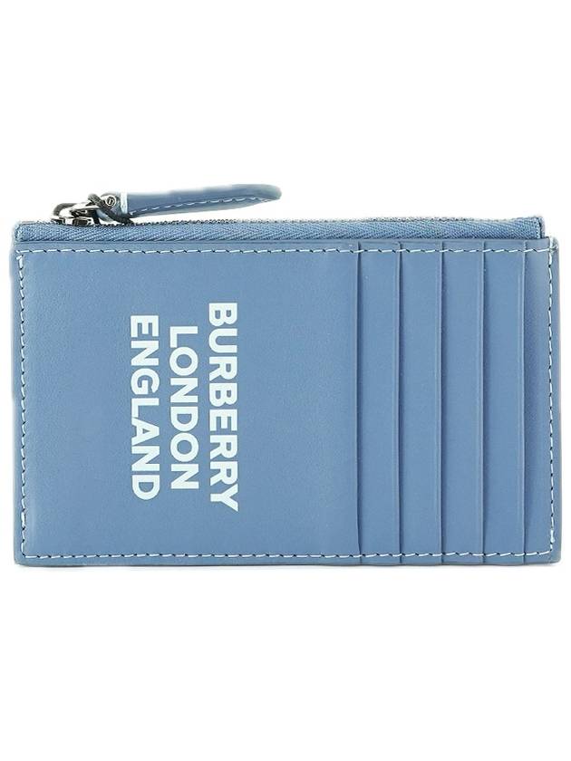 Zipper card wallet 80578531 ALWYN blue leather unisex - BURBERRY - BALAAN 1