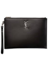 Monogram Silver Logo Clutch Bag Black - SAINT LAURENT - BALAAN 2