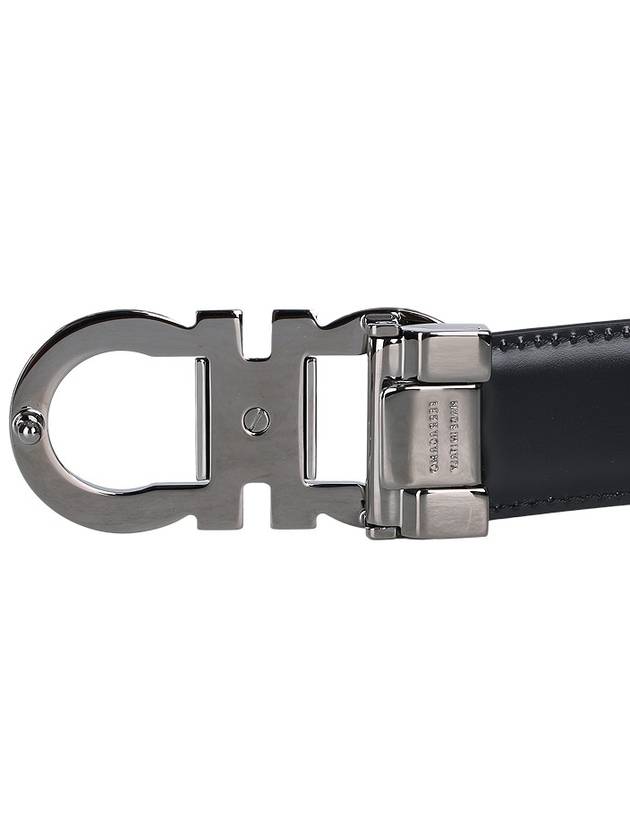 Gancini Reversible Leather Belt Black Dark Brown - SALVATORE FERRAGAMO - BALAAN 7