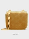 Mini Chain Claude Velvet Triomphe All-Over Cross Bag Gold - CELINE - BALAAN 5