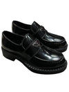 Chocolate Brushed Leather Loafers Black - PRADA - BALAAN 2