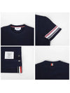 Textured Cotton Stripe Short Sleeve T-Shirt Navy - THOM BROWNE - BALAAN 5