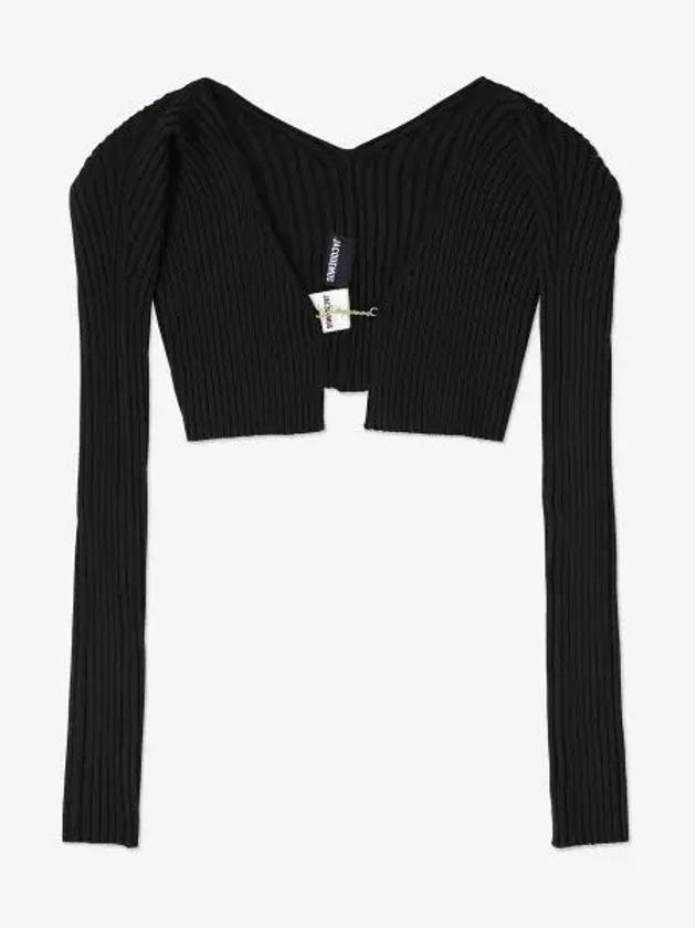 La Maille Pralu Micro Charm Logo Cardigan Black - JACQUEMUS - BALAAN 2