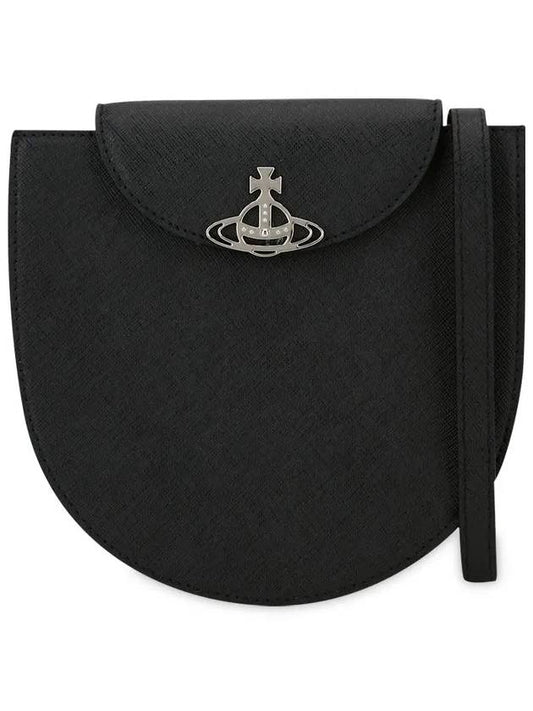 Half Moon Saddle Saffiano Leather Cross Bag Black - VIVIENNE WESTWOOD - BALAAN 2