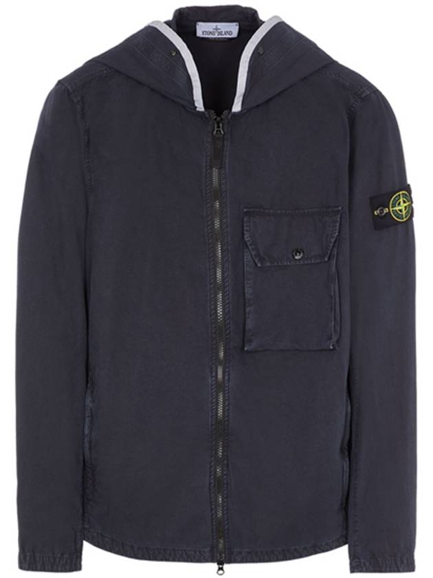 Brushed Cotton Canvas Hooded Jacket Navy - STONE ISLAND - BALAAN 2