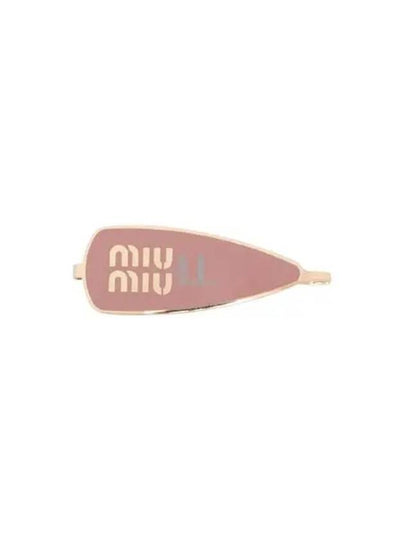 Engraved Logo Enamel Hair Clip Pink - MIU MIU - BALAAN 2