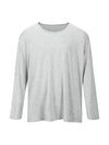 Unisex Semi U-neck Plain Long Sleeve T-Shirt Gray - MAVRK - BALAAN 1