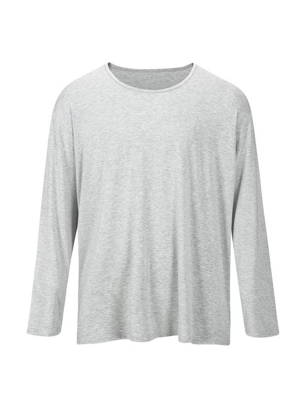 Unisex Semi U-neck Plain Long Sleeve T-Shirt Gray - MAVRK - BALAAN 1