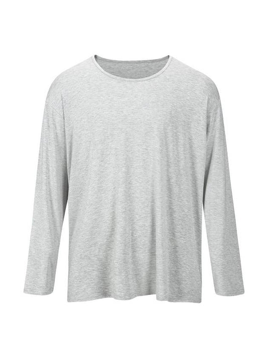 Unisex Semi U-neck Plain Long Sleeve T-Shirt Gray - MAVRK - BALAAN 2