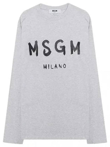 brushed logo print long sleeve t shirt - MSGM - BALAAN 1