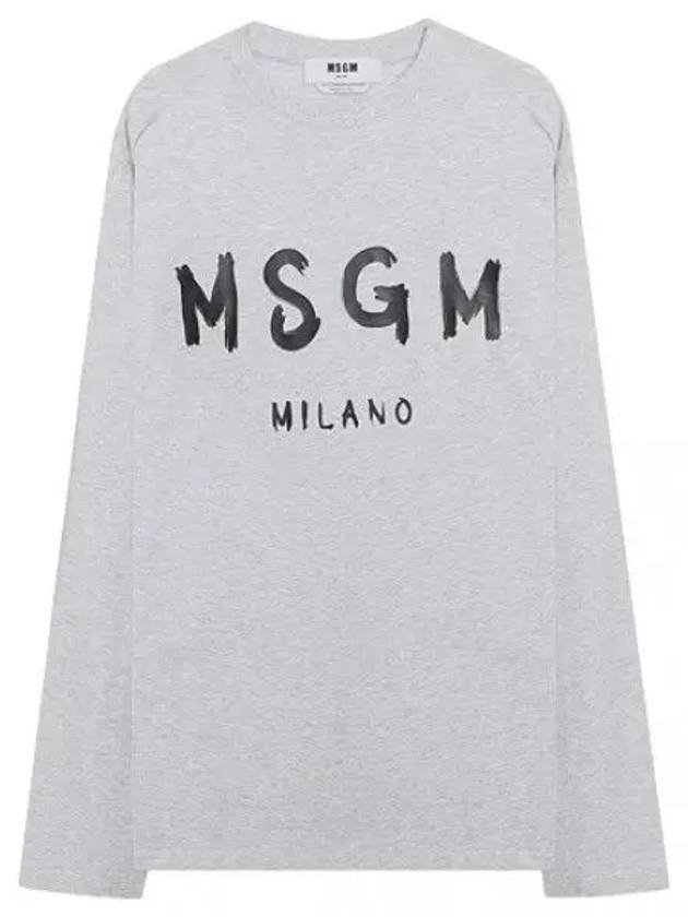 Brushed Logo Print Long Sleeve T Shirt Men - MSGM - BALAAN 1