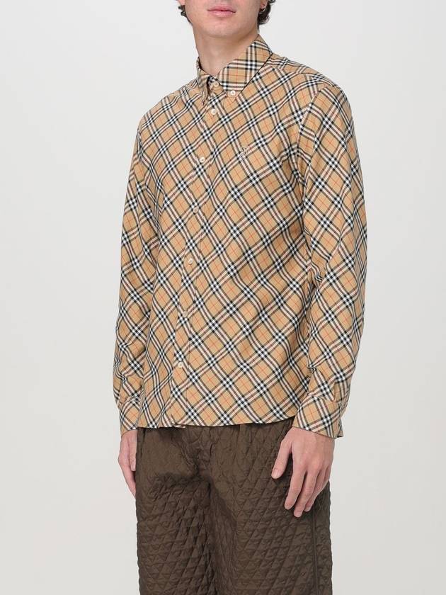 B Shield Embroidered Check Cotton Long Sleeve Shirt Sand - BURBERRY - BALAAN 5